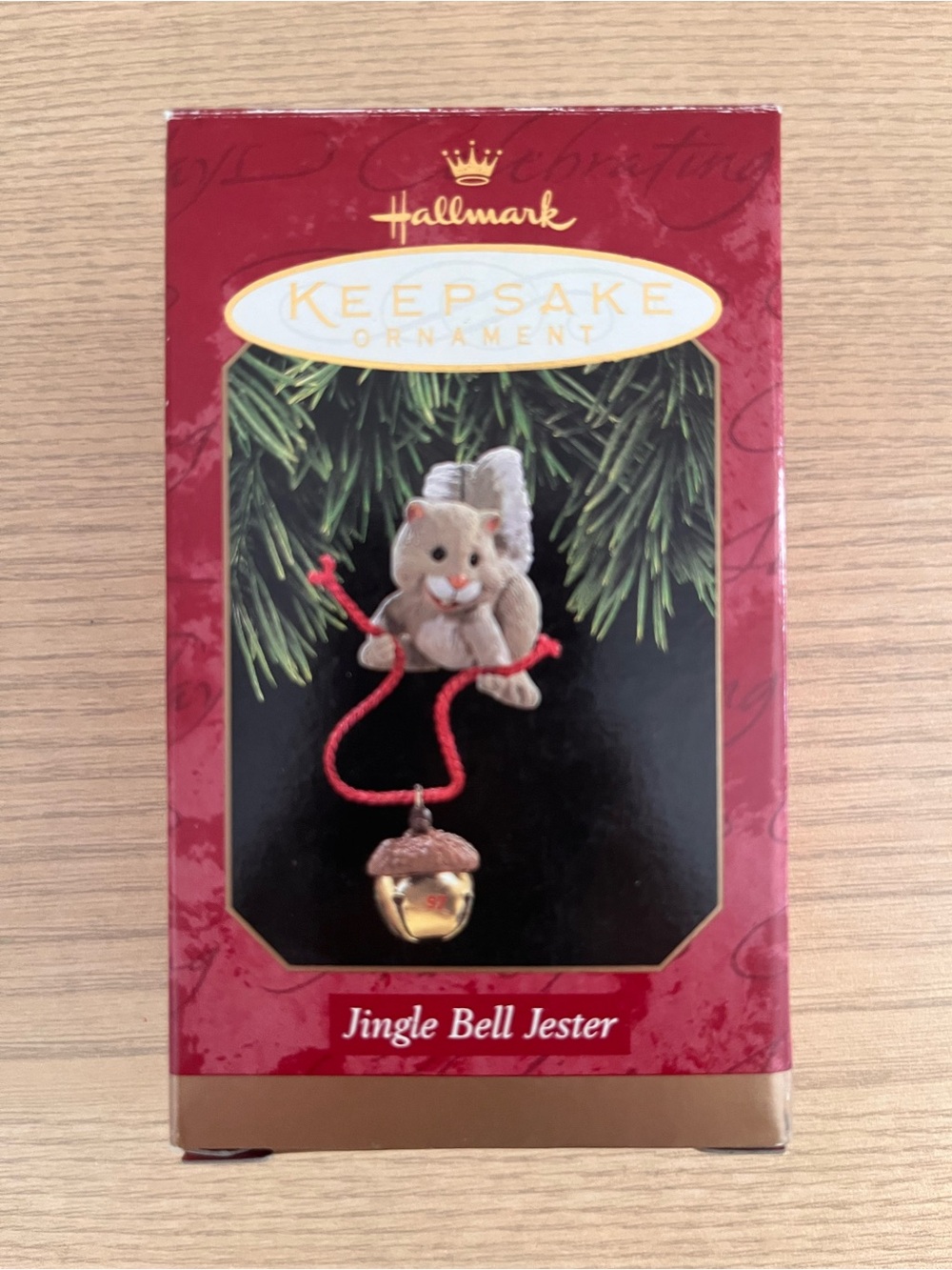 Vintage Jingle Bell Jester 1997 Hallmark Ornament - Squirrel with Acorn Bel